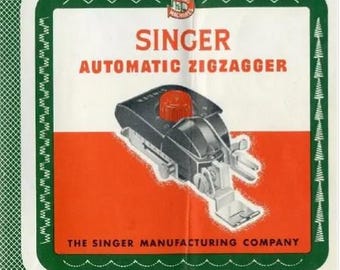 3 Accesorios para máquina de coser Singer Automatic Zigzagger Manuales de instrucciones en inglés y alemán Zigzag Vintage PDF Descarga instantánea