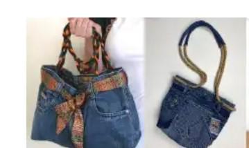 Sac Cabas Patchwork Recyclé - Toile Zèbre, Pois, étoiles, Anses Cuir, Neuf Avec étiquettes