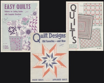 Paquete de patrones de colchas Folletos de colchas fáciles de la tía Martha 3600 3614 3175 Lecciones de patchwork vintage elegante para colchas Descarga instantánea en formato PDF