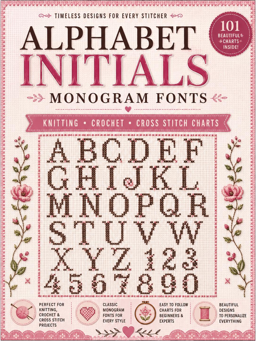 14 Crochet Tapestry Charts with Sea Turtles, Ghosts, and Wall Hangings 7 Alphabet Initials Fonts Monogram Knitting Crochet Cross