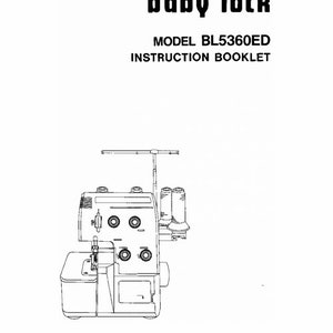 BabyLock BL- 5360 ED BL5360ED Overlocker / Serger PDF Instruction Manual in English Instant Download Retro Scan