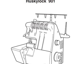 Husqvarna Viking Huskylock 901 Manual Serger Overlocker Machine Instruction Vintage English German Spanish manuals PDF Instant Download Scan