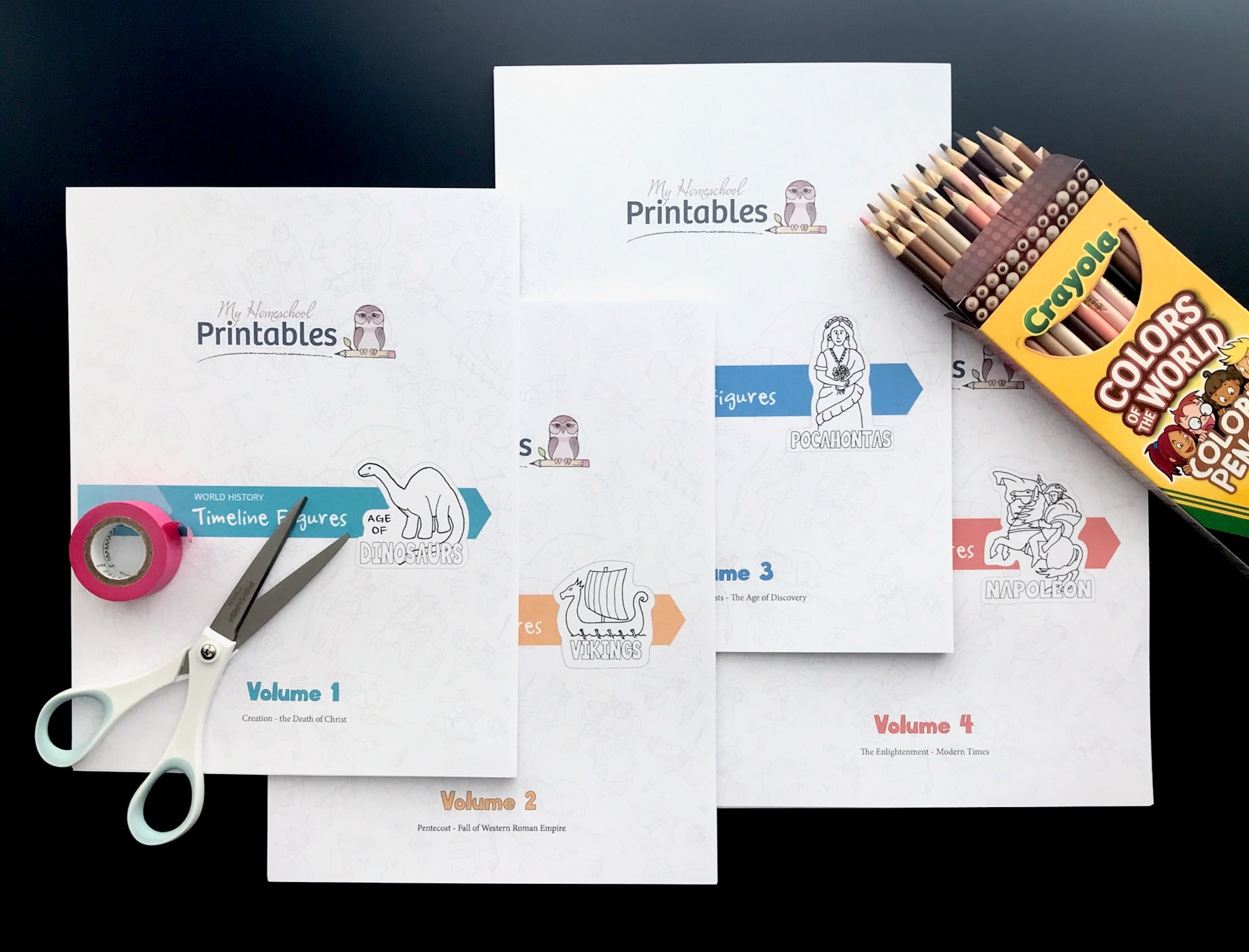 History Timeline Figures **Vols 1-4**  ||  Printable World History Timeline Figures || Creation - Modern Times || My Homeschool Printables