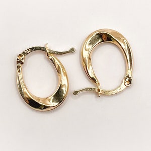 18K SOLID GOLD oval hoop earrings, real 18k yellow gold fine jewelry classic mini hoops earrings