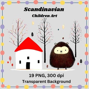 Illustration de livres pour enfants scandinaves, clipart, fond transparent, dessin d'enfants
