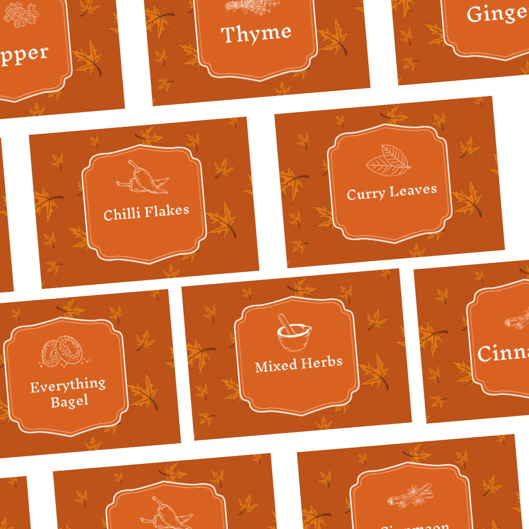 Fall Autumn Herb Spice Drawer Labels 120 Seasonal Instant Download