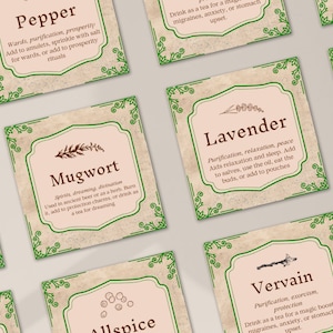 Vintage Apothecary Herbology Label Stickers for Green Witches - Instant Digital Download - 110 Labels for Herbalism, Medicine and Witchcraft