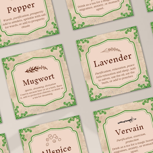 Vintage Apothecary Herbology Label Stickers for Green Witches - Instant Digital Download - 110 Labels for Herbalism, Medicine and Witchcraft