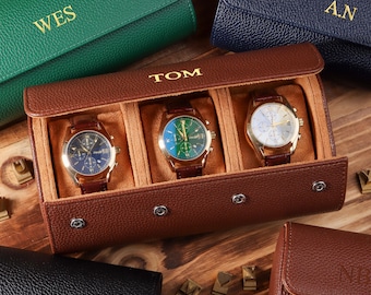 Personalized Watch Case, Leather Watch Box, The Perfect Gift for Him, Customize Your Watch Holder with Initials or Name