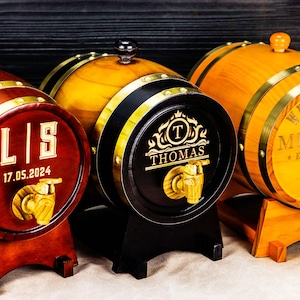Personalized Engraved Whiskey Barrel 3L | Mini Wood Whiskey Barrel |Wedding Gift|Groomsmen Gift | Birthday Gift | Wood Barrel | Gift for Him