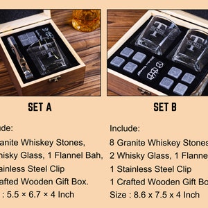 Personalized Whiskey Glass Set with Wooden Box, Groomsmen Gift, Best Man Gift, Groomsman Proposal, Boyfriend Gift, Gifts for Men zdjęcie 5