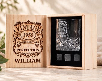 Personalized Whiskey Glass Set with Wooden Box, Groomsmen Gift, Groomsman Proposal,Engraved Whiskey Glass ,Gifts for Men ,Wedding Gift