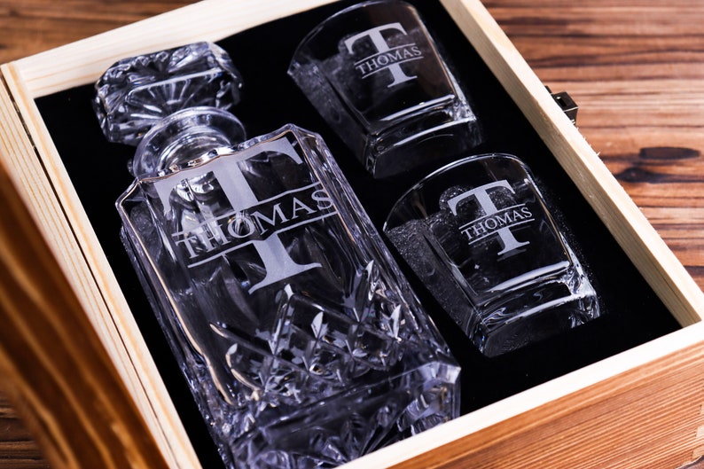 Personalized Whiskey Glass Set with Wooden Box, Groomsmen Gift, Best Man Gift, Groomsman Proposal, Boyfriend Gift, Gifts for Men zdjęcie 9