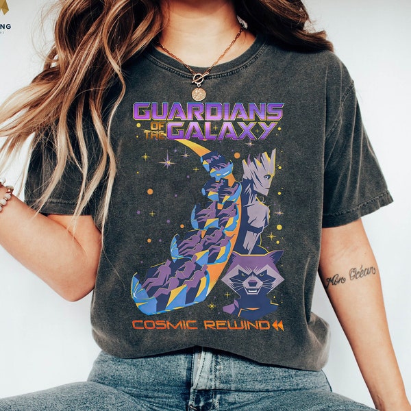 Retro Rocket Raccoon Groot Shirt, Vintage Guardians Of The Galaxy 3 Unisex TShirt, Marvel Fan Gift, Marvel Comic Rewind Shirt