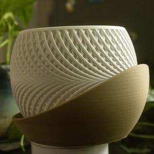 Modern Spiral Two-tone Self Watering Planter