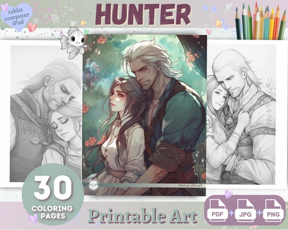 Hunter Anime Coloring Book for Adults & Teens in Romantic 