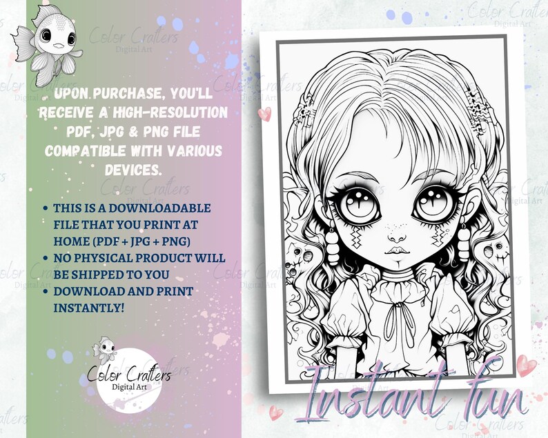Creepy Chibi Horror Coloring Pages Instant Download Creepy - Etsy