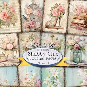 Strony do druku dziennika Shabby Chic Junk: Vintage Ephemera (do pobrania w wersji cyfrowej), papier kolażowy do scrapbookingu