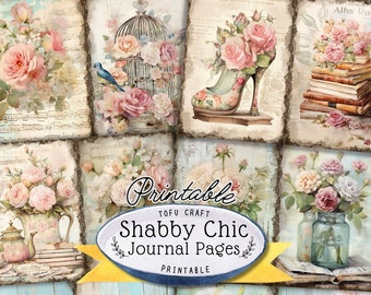 Shabby Chic Junk Journal Printable Pages: Vintage Ephemera (Digital Download), collage paper for scrapbook
