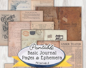 Vintage Ephemera Kit zum ausdrucken, Basic Junk Journal Seiten (Digitaler Download)