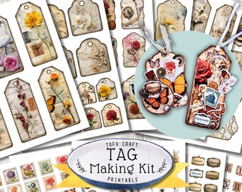 Vintage Tag Making Kit, Junk Journal Printable (Digital Download)