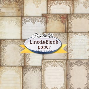 Papiers de journal indésirable vierges et lignés de Style vintage, pages de journal indésirable imprimables de Style rustique, téléchargement numérique, fournitures de papier pour scrapbooking