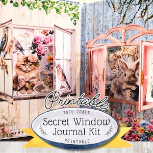 Kit de diario basura imprimible en mal estado Chic Junk diario Ventana Ephemera para kit imprimible de diario basura Descarga digital Junk Journal Windows