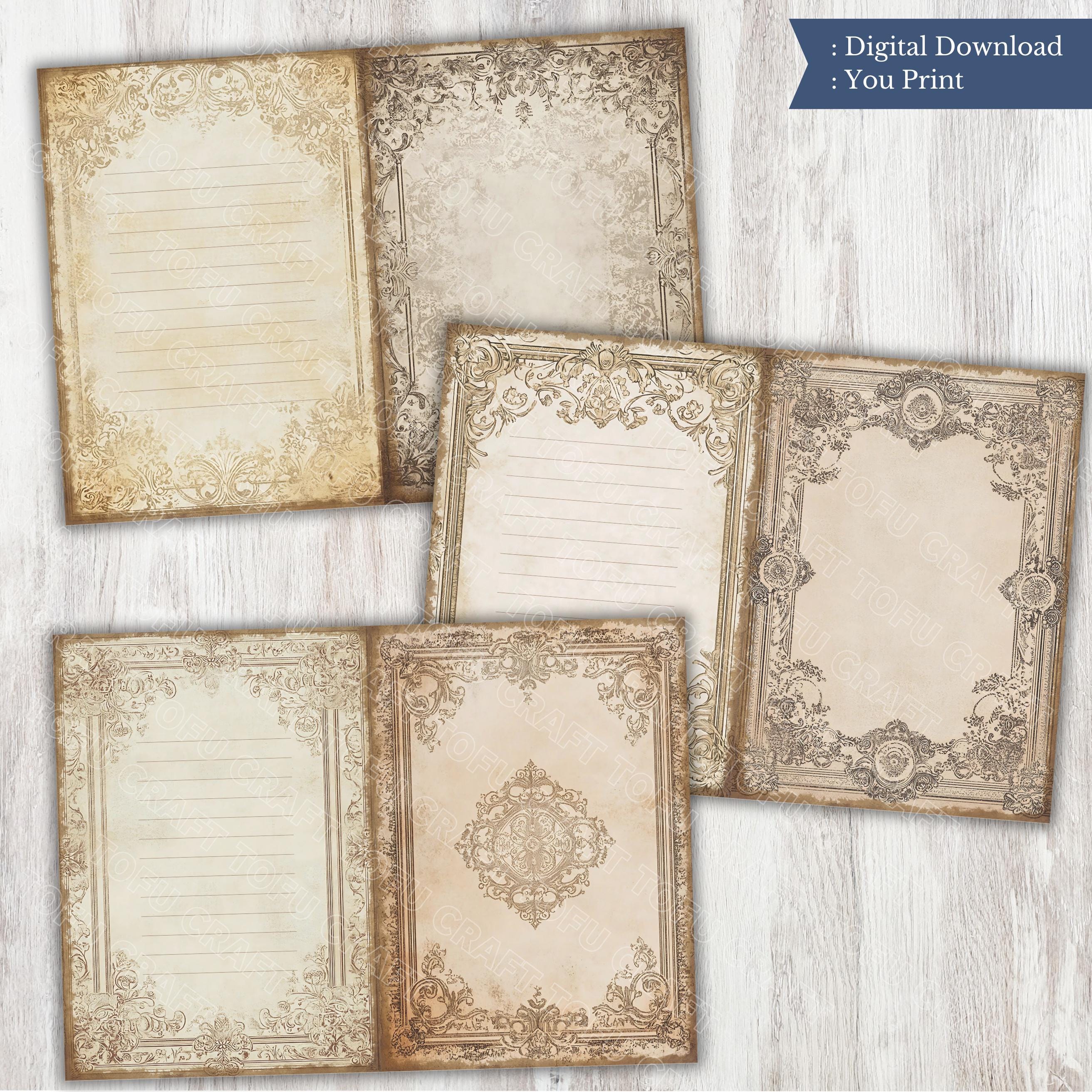 Vintage Style Blank and Lined Junk Journal Papers, Rustic Style ...