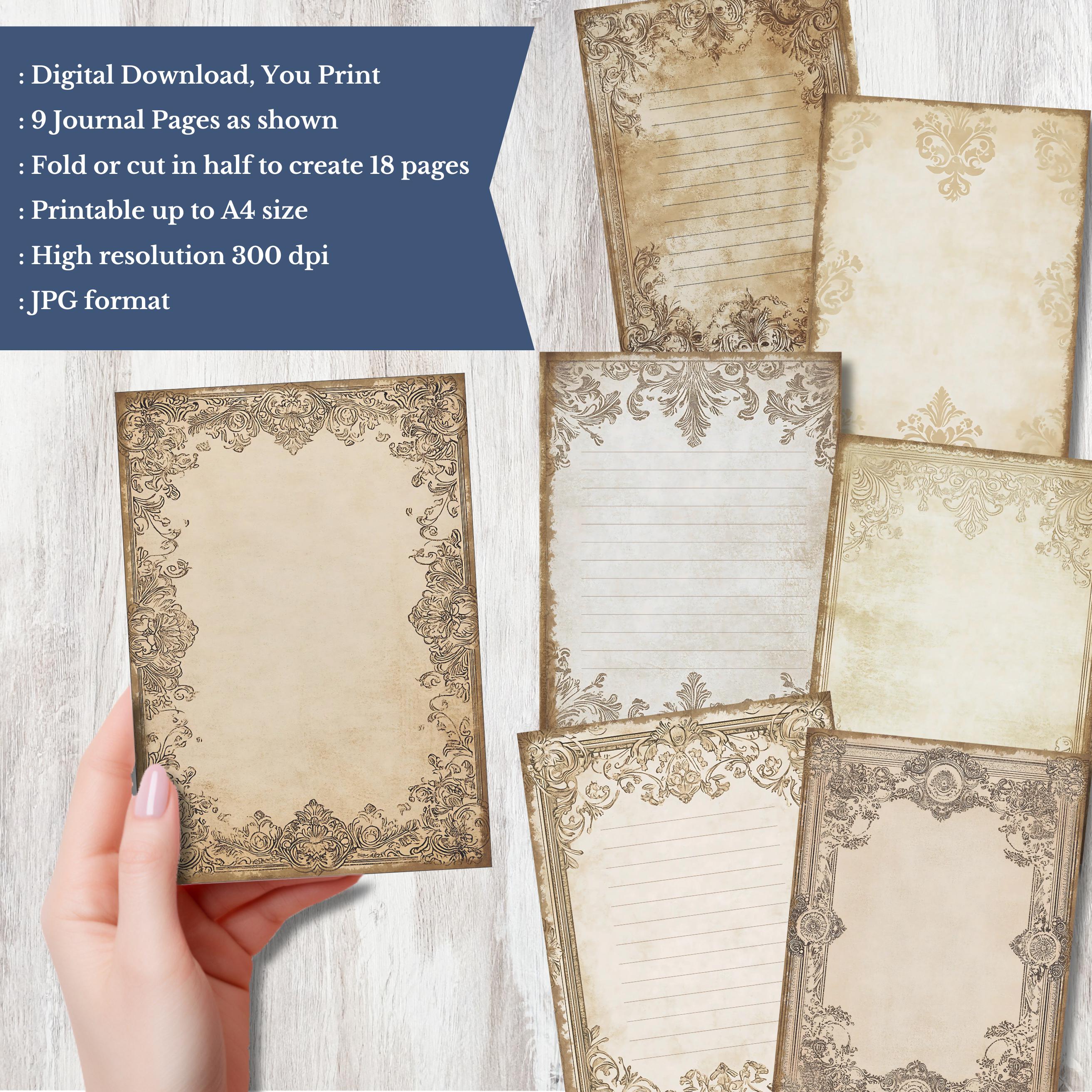 Vintage Style Blank and Lined Junk Journal Papers, Rustic Style ...