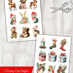 Retro Christmas Printable Collage Sheet Christmas Ephemera for Junk ...