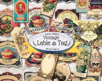 Vintage Label & Tag Ephemera, Junk Journal Printable (Digital Download)