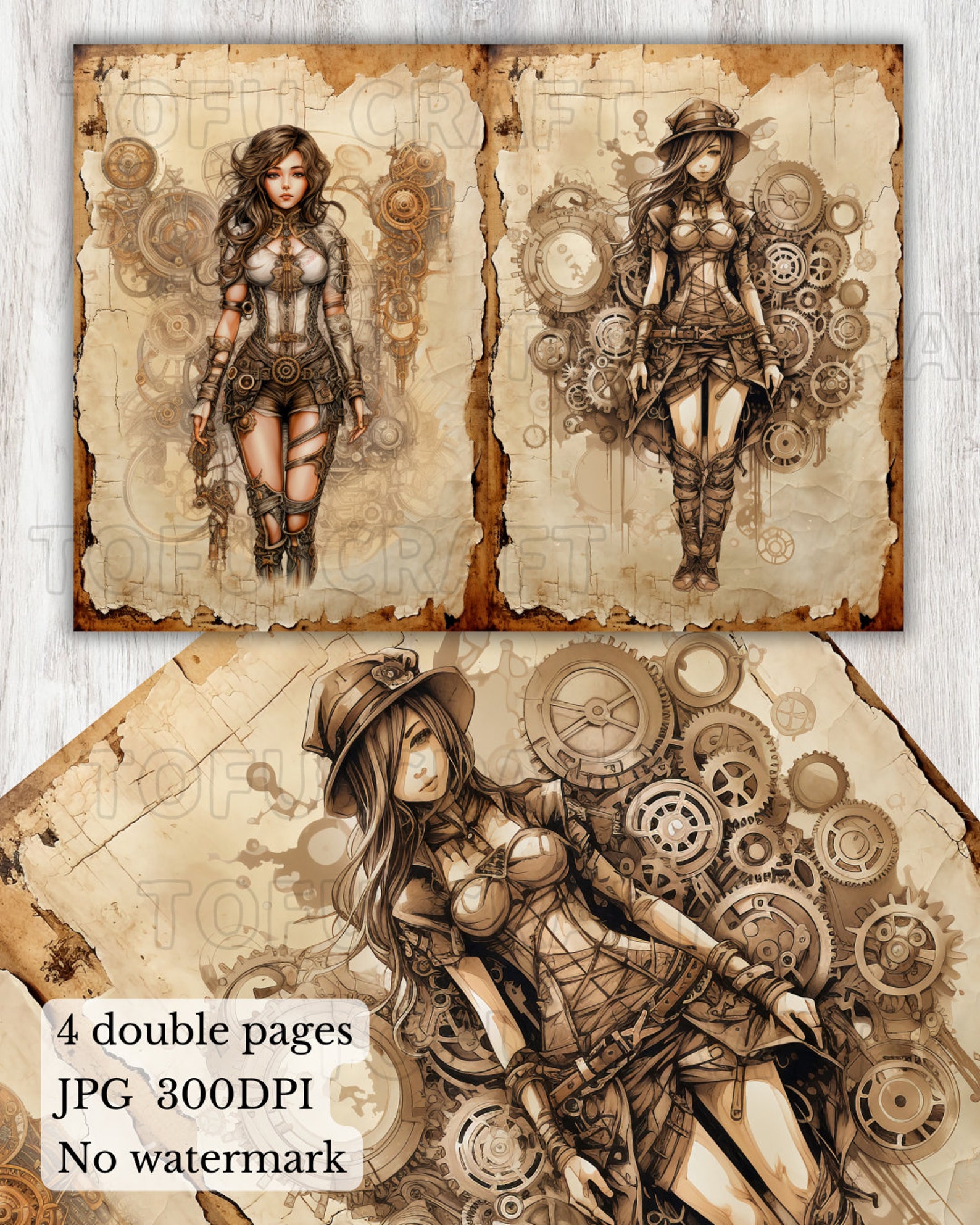 Steampunk Girls Printable Pages Junk Journal Printable Steampunk Girl ...