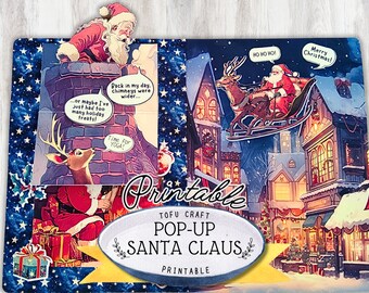 Kit de cartes pop-up de Noël pour journaux indésirables, journal imprimable Père Noël, kit de fabrication de cartes de Noël en téléchargement numérique, travaux manuels des Fêtes