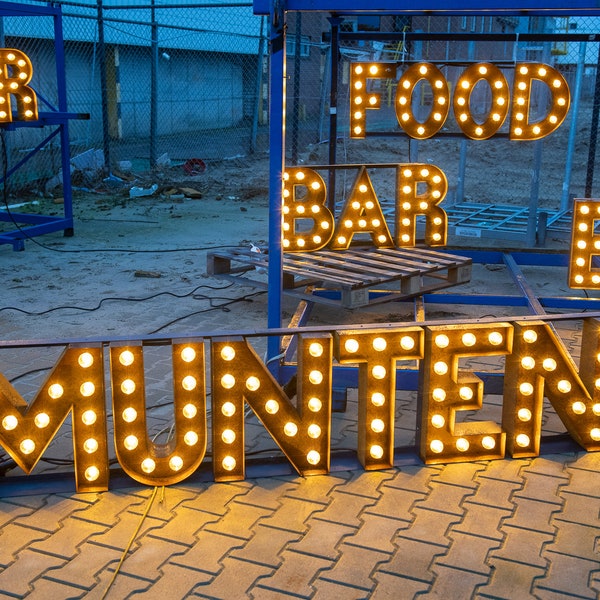 Corten steel Marquee letters - 50cm high - Robust steel light letters for an event, food truck or as decoration in a bedroom!