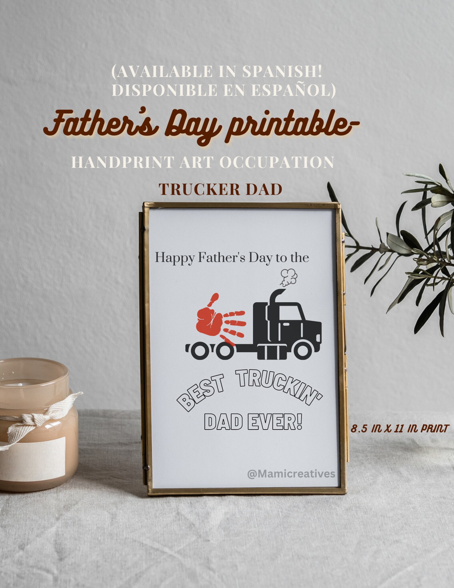 Father’s Day Craft Card, Father’s Day Card Spanish, Handprint/footprint