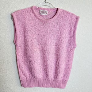 Pendleton Vintage Pink Wool Pointelle Knit Sweater Vest Petite Small USA Made image 1
