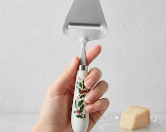 Vintage Macys A White Trimming Cheese Plane 1986 Holly Berry Ceramic Japan Xmas