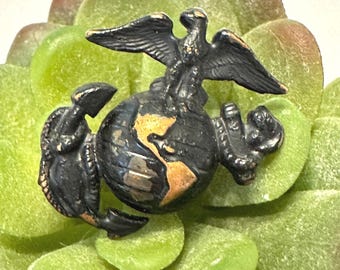 Vintage US Marine Corps EGA geschroefde reversspeld gezwart bronzen USMC-insigne