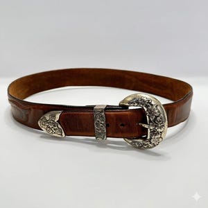 Vintage Brighton Tan Belt with Silver Buckle and Accents - Size S/M Brighton Reversible White & Tan Leather Western Silver  main image 3