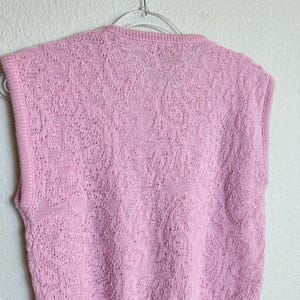 Pendleton Vintage Pink Wool Pointelle Knit Sweater Vest Petite Small USA Made image 7