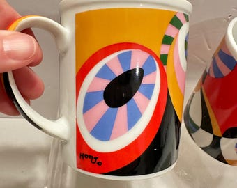 Vintage Shibata Honjo Japan Op-Art oogmokken set van 4 moderne pop-art uit het midden van de eeuw