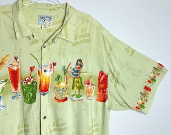 3XL Hawaiiaans shirt grote honden jaren 90 grote honden heren It's 5 OClock Somewhere Tiki-cocktail rayon