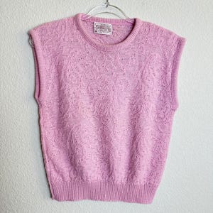 Pendleton Vintage Pink Wool Pointelle Knit Sweater Vest Petite Small USA Made image 6