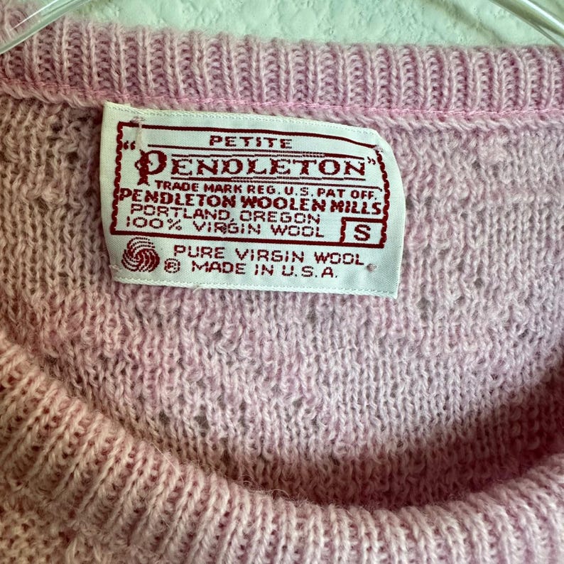 Pendleton Vintage Pink Wool Pointelle Knit Sweater Vest Petite Small USA Made image 5