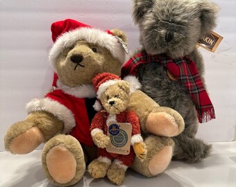 Lotto di orsetti di peluche vintage Gund Bialosky Santa Boyds Dakin Elegante Tags CHRIAS