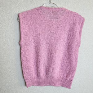 Pendleton Vintage Pink Wool Pointelle Knit Sweater Vest Petite Small USA Made image 3