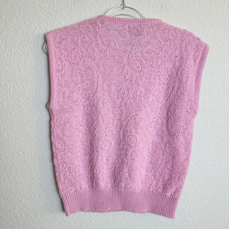 Pendleton Vintage Pink Wool Pointelle Knit Sweater Vest Petite Small USA Made image 3