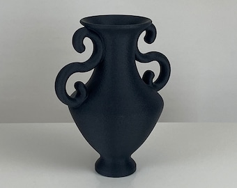 Sicilia Table Vase in Jet Black | Minimalist Home Decor | 3D Printed | Australian Made | Dry Flower Vase | Housewarming Gift