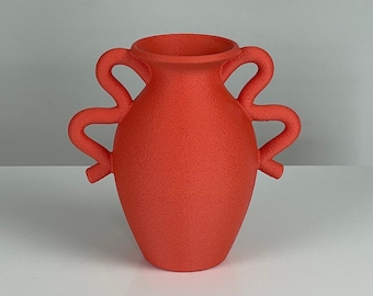 Medusa Table Vase in Fire Orange | Minimalist Home Decor | 3D Printed | Australian Made | Dry Flower Vase | Housewarming Gift