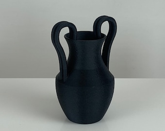 Taormina Table Vase in Jet Black | Minimalist Home Decor | 3D Printed | Australian Made | Dry Flower Vase | Housewarming Gift